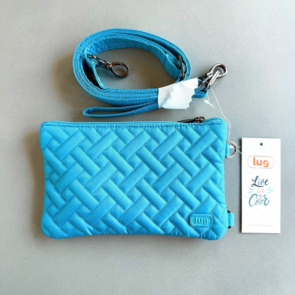 NWT Lug Peekaboo RFID Convertible Crossbody Bag Wristlet Sky Blue Phone Travel